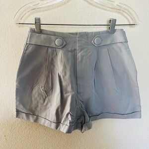 Lulu's Light Blue High-Waist Pleated Shorts with Button Tabs